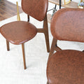 Kelsey Brown Leather Dining Chair Set Of 2 Solid Brown,Natural Brown Dining Room Wipe Clean Mid Century Modern Dining Chairs Rubberwood Faux Leather,Solid Wood