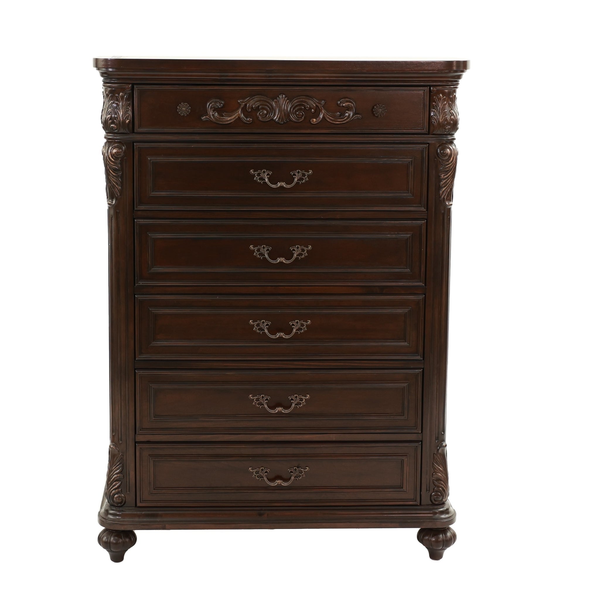 Antique Cherry Antique Walnut Wooden 1Pc Chest Of Drawers Storage Bedroom Furniture Unique Design Walnut Bedroom American Traditional,Traditional,Vintage Particle Board Mdf