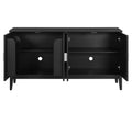 4 Door Sideboard Storage Cabinet With Door Shelf For Living Room And Dining Room, Two Large Cabinets With Adjustable Shelf, Black Black Rubberwood Solid Wood Mdf