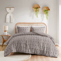 Clip Jacquard Comforter Set Twin Grey Polyester