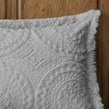 Embroidered Medallion Faux Fur Ultra Plush Comforter Mini Set Queen Grey Polyester