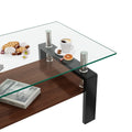 Rectangle Coffee Table, Tempered Glass Tabletop With Mdf Layer, Modern Table For Living Roomtransparent Glass Transparent Tempered Glass