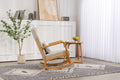 Rocking Chair Upholstered Fabric Rocking Armchair Indoor With High Backrest Glider Chairs And Lumbar Pillow For Living Room Beige Linen