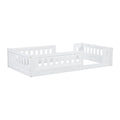 Wood Twin Size Platform Bed With Guardrail, White Expected Arrival Time: 10.28 Box Spring Not Required Twin White Wood Bed Frame Solid Wood Mdf