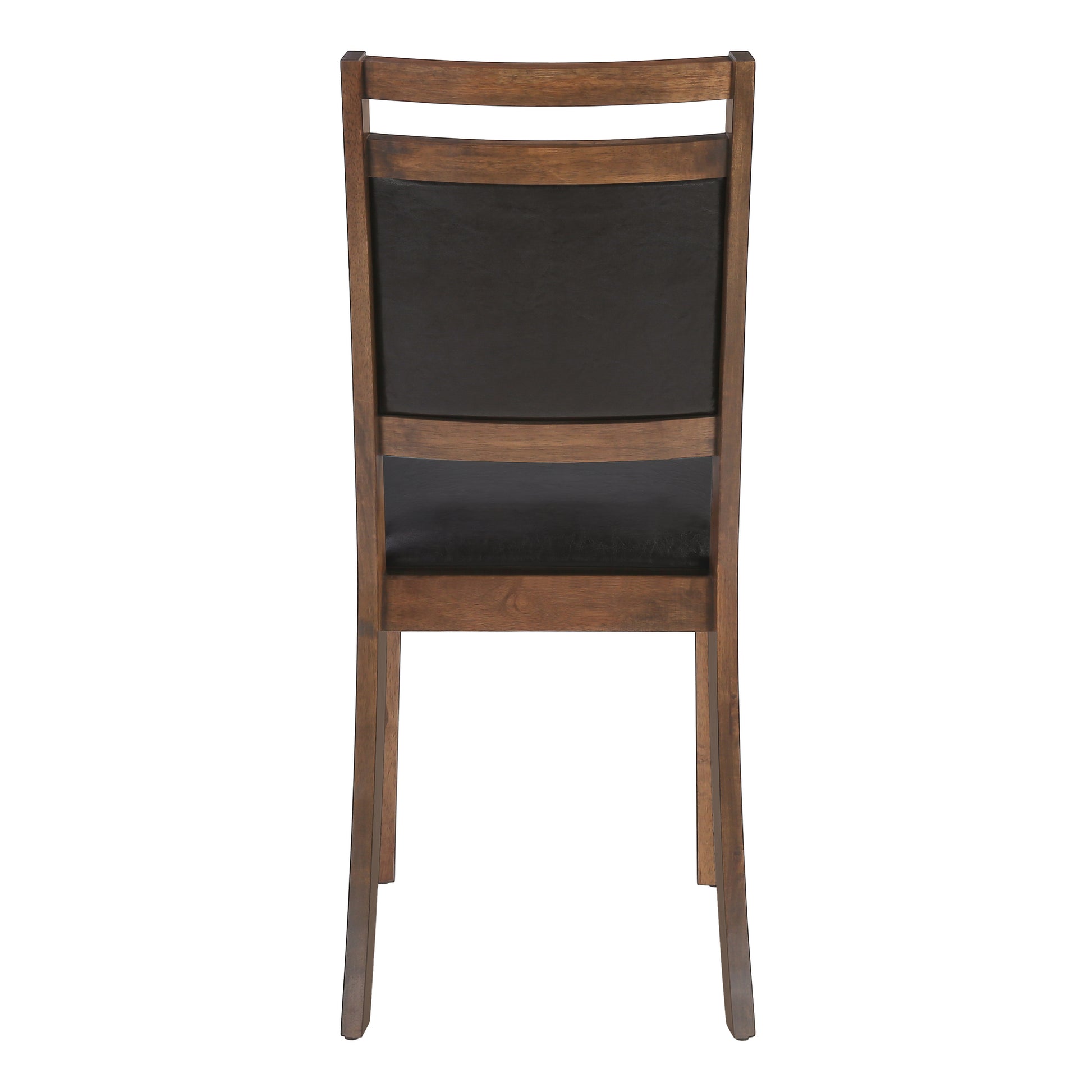 Dining Chair, Set Of 2, Side, Upholstered, Kitchen, Dining Room, Brown Leather Look, Walnut Wood Legs, Transitional Brown Foam Faux Leather