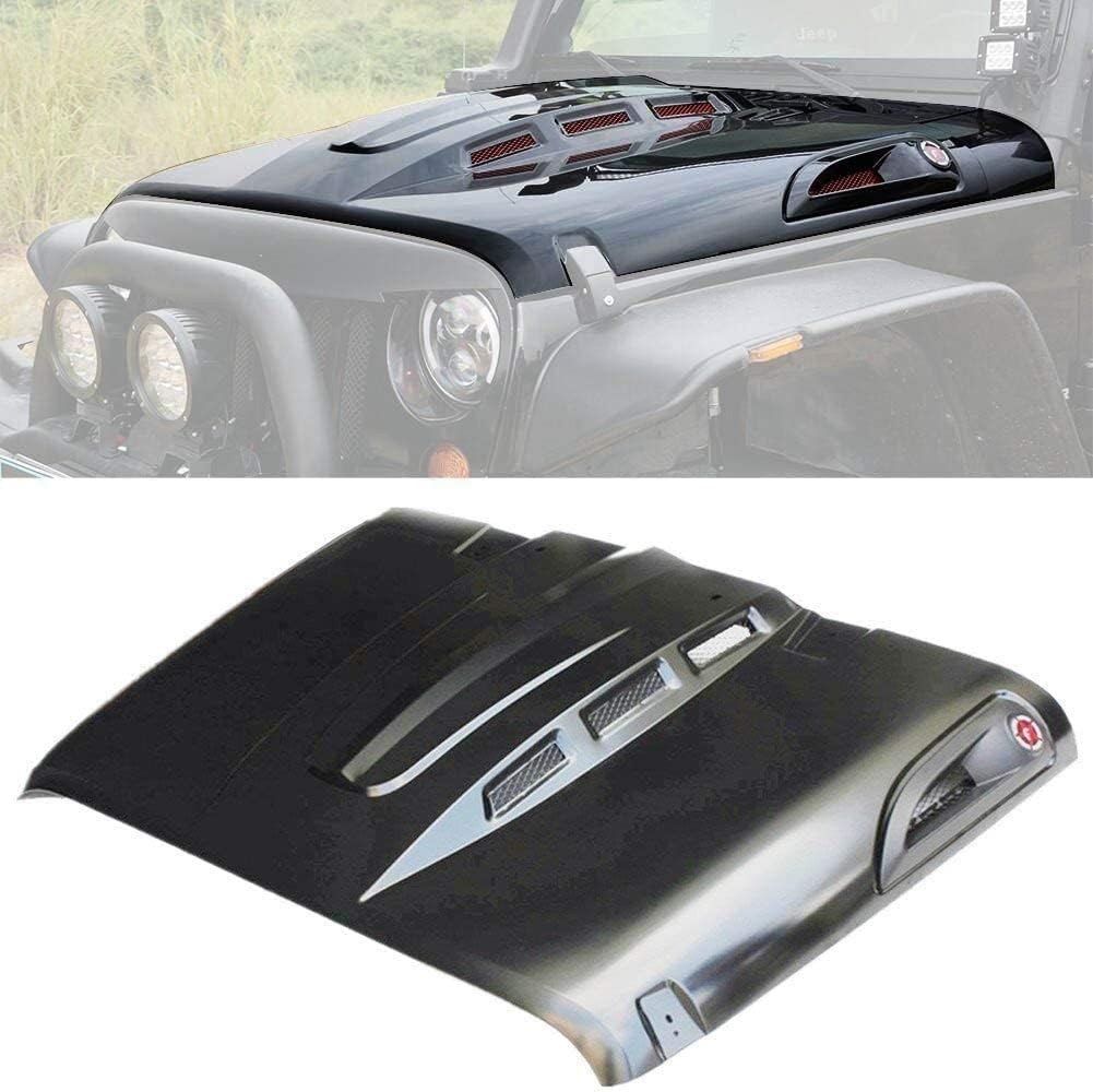 The Avenger Style Replacement Hood Compatible With 2007 2018 Jeep Wrangler Jk Jku Unlimited Rubicon Black Black Steel