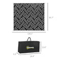 Outsunny Reversible Outdoor Rug, 8' X 10' Waterproof Plastic Straw Floor Mat, Portable Rv Camping Carpet With Carry Bag, Large Floor Mat For Backyard, Deck, Picnic, Beach, Black & Gray Geometric Multicolor Polypropylene
