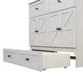 Full Size Murphy Bed With Large Drawers & Usb Ports,Brushed White Full White Plywood