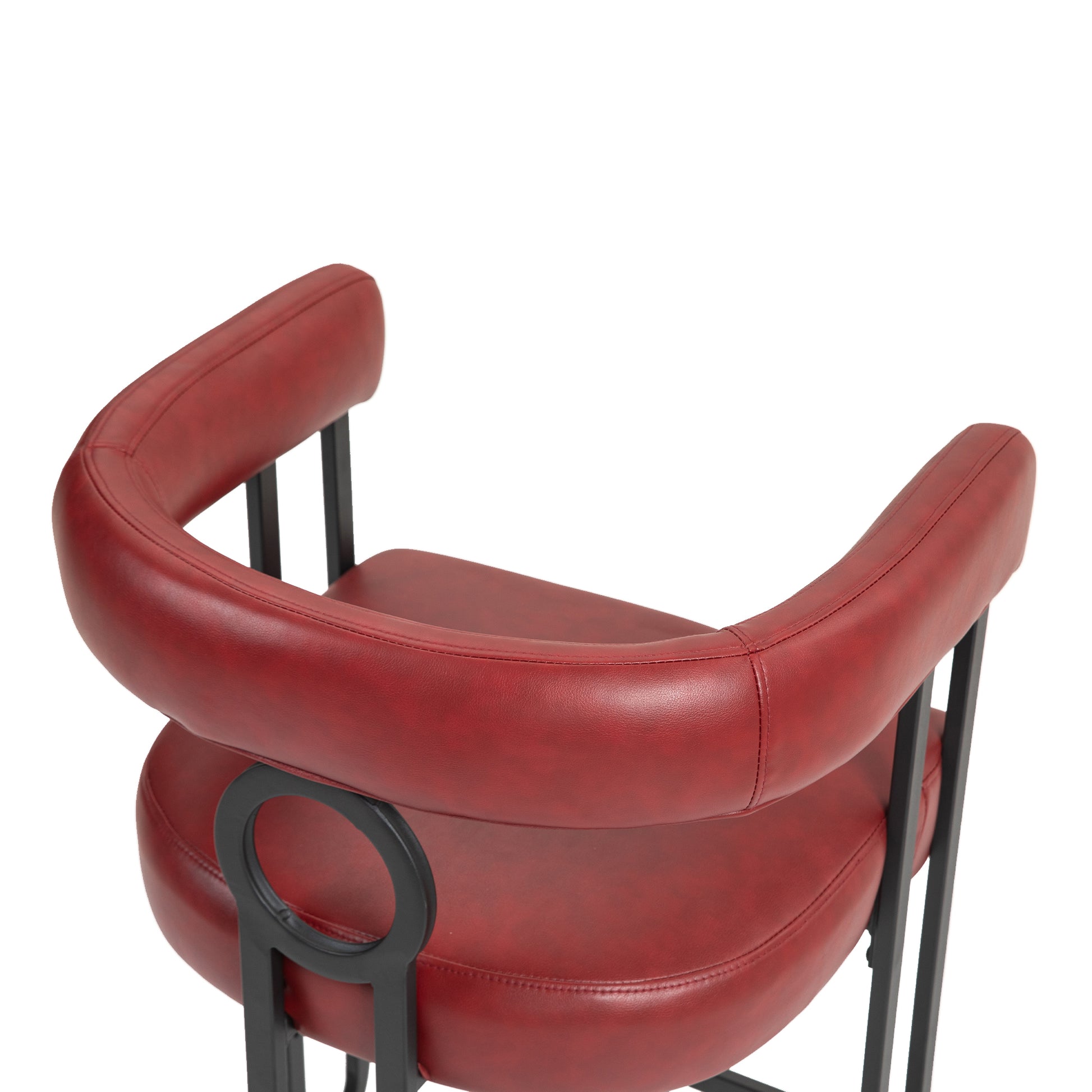 Coolmore Bar Stools Set Of 2, Modern Bar Stool With Back, Black Metal Frames, Upholstered Bar Stools For Kitchen Island, Pub, Club Wine Red Pu Wine Red Foam Pu Leather