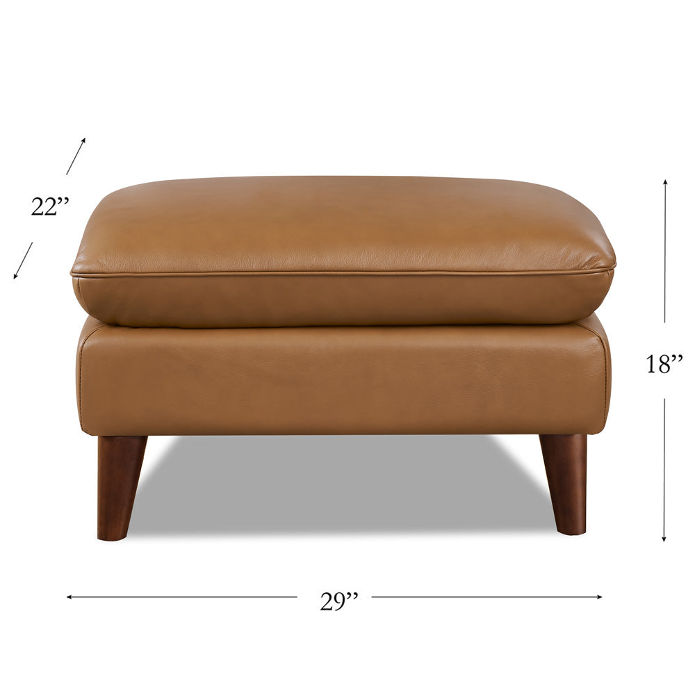 Solana Leather Ottoman Cognac Memory Foam Genuine Leather