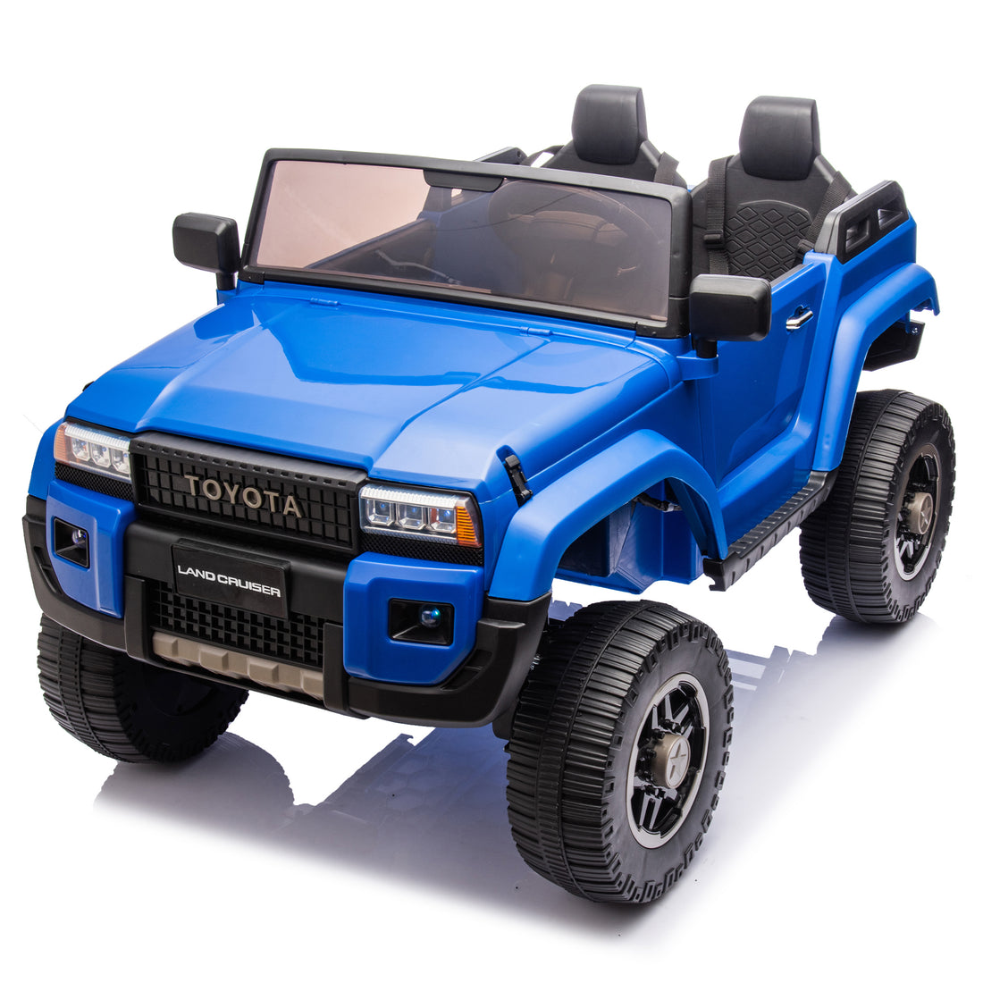 24V Two Seater Kids Ride On Car W Parents Remote Control, Licensed Toyota Lc250,220W Motors,With Shovel,Three Point Seat Belt,Slow Start,Speed Adjustment,Bluetooth,Music For Kids Aged 3 . Blue 100 149 Lbs Polypropylene