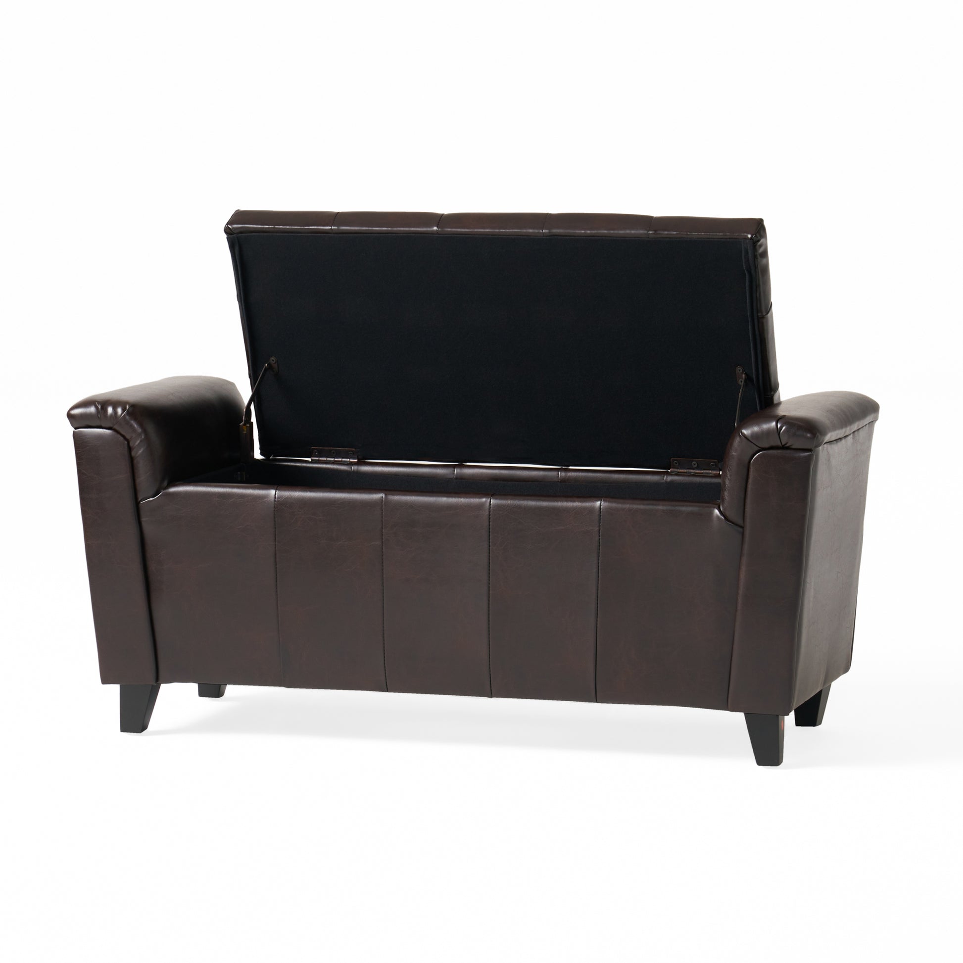 Alden Armed Storage Bench Brown Pu Leather