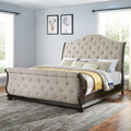 Rhapsody Queen Sleigh Bed Beige Queen Beige Faux Leather