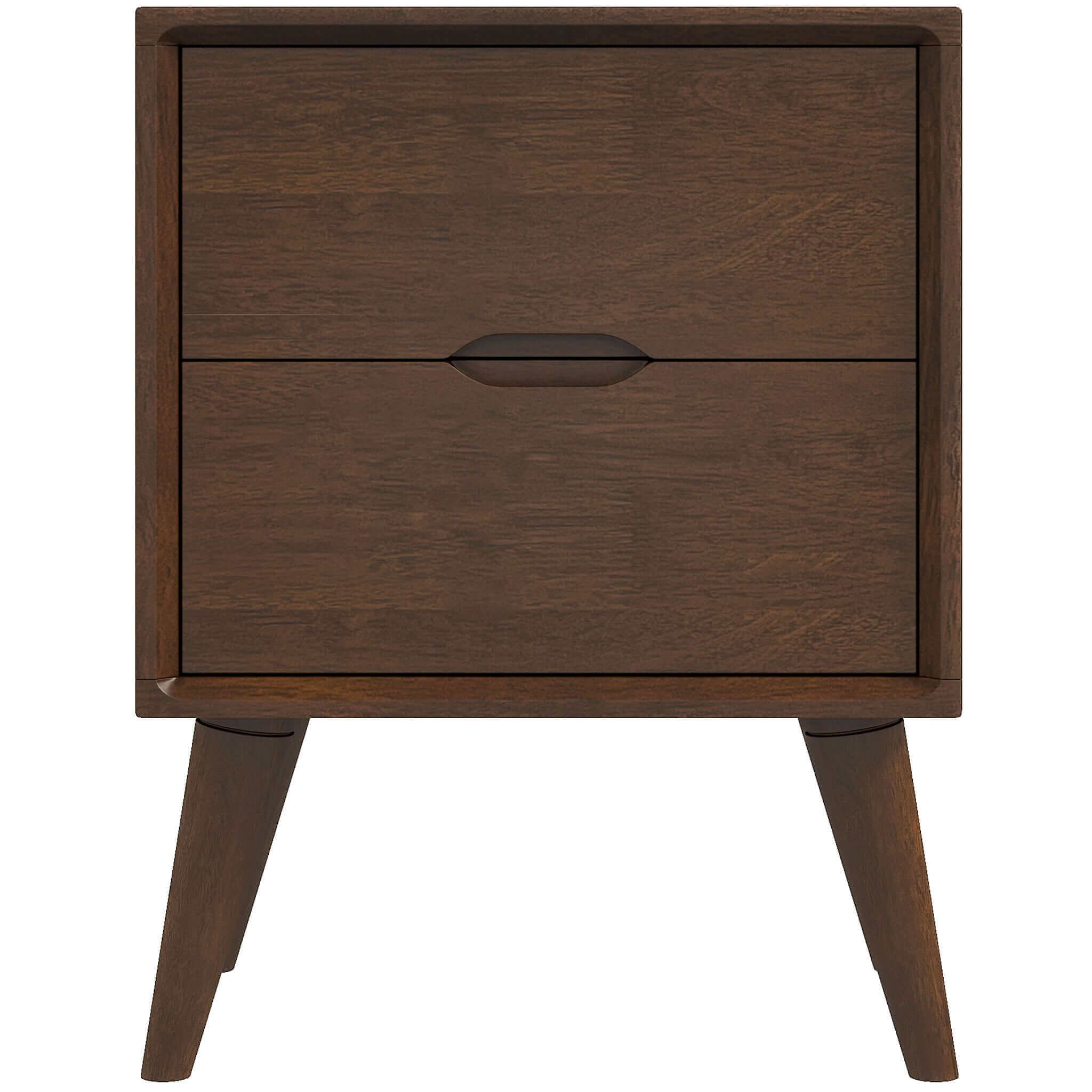 Alexandra Brown Night Stand With 2 Drawers Walnut Brown Brown 2 Drawers Bedroom Bedside Cabinet Walnut Solid Wood Walnut Finish Solid Wood