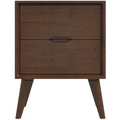 Alexandra Brown Night Stand With 2 Drawers Walnut Brown Brown 2 Drawers Bedroom Bedside Cabinet Walnut Solid Wood Walnut Finish Solid Wood