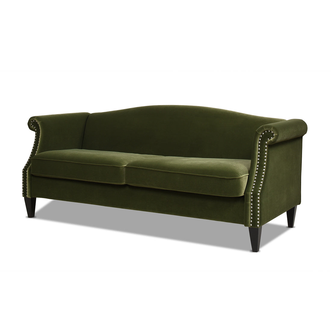 Elaine 77" Camel Back Small Space Sofa, Olive Green Performance Velvet Olive Green Foam Velvet 3 Seat