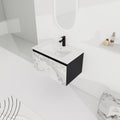 30'' Floating Wall Mounted Bathroom Vanity With Ceramics Sink & Soft Close Cabinet Door, Kd Package Black 2 Soft Close Doors Bathroom Wall Mounted Modern Plywood