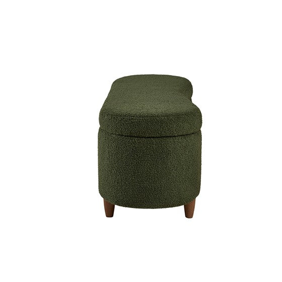 Boucle Flip Top Storage Bench Green See Below Green Wood