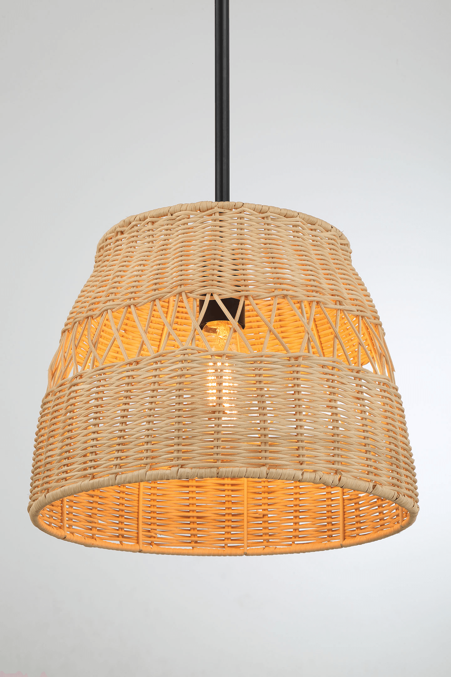 Essence Single Lights Pendant With Rattan Shade Black Metal Finish For Farmhouse Style Black,Rattan Metal,Rattan,Rattan Metal