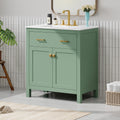 30 Inch Bathroom Vanity With Ceramic Sink, Modern Green Single Bathroom Cabinet With 2 Doors And A Shelf, Soft Close Doors Green Bathroom Solid Wood Mdf