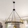 12 Light Living Room Steel Dimmable Candle Style Wagon Wheel Chandelier Ul Certified Antique Brass Black Ceiling Lights Steel Metal