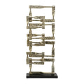 Jodie 27 Inch Metal Modern Accent Decor, Stacked Squares, Block Base, Gold Gold Wood Metal