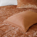 4 Pcs Velvet Comforter Set With Throw Pillow Twin Twin Xl Twin Brown Polyester