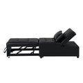 Folding Ottoman Sofa Bed Black Black Leather
