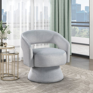 Modern Luxury Swivel Accent Chair 1Pc Gray Velvet Upholstery Solid Wood Stylish Home Furniture Gray Primary Living Space Luxury,Modern Plywood,Solid Wood