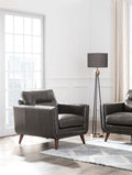 Mid Century Leather Chair Charcoal Grey Leather