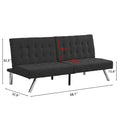 Wood Frame, Stainless Leg, Futon, Sofa Bed Black Black Fabric 2 Seat