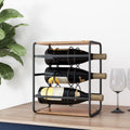 Wine Rack Black Natural Mdf Metal