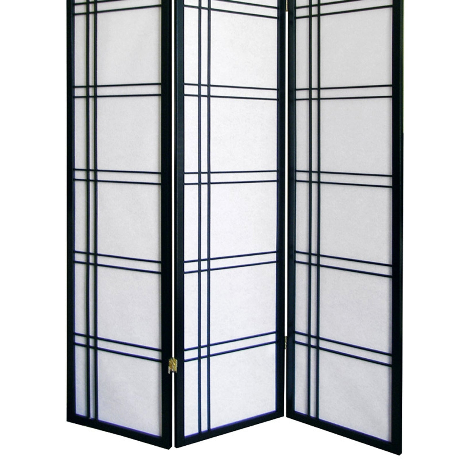 70" Tall 3 Panel Screen Room Divider "Girard" With Black Finish Black Wood