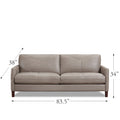 Yorkdale Leather Sofa Stone Gray Down Filling Genuine Leather 3 Seat