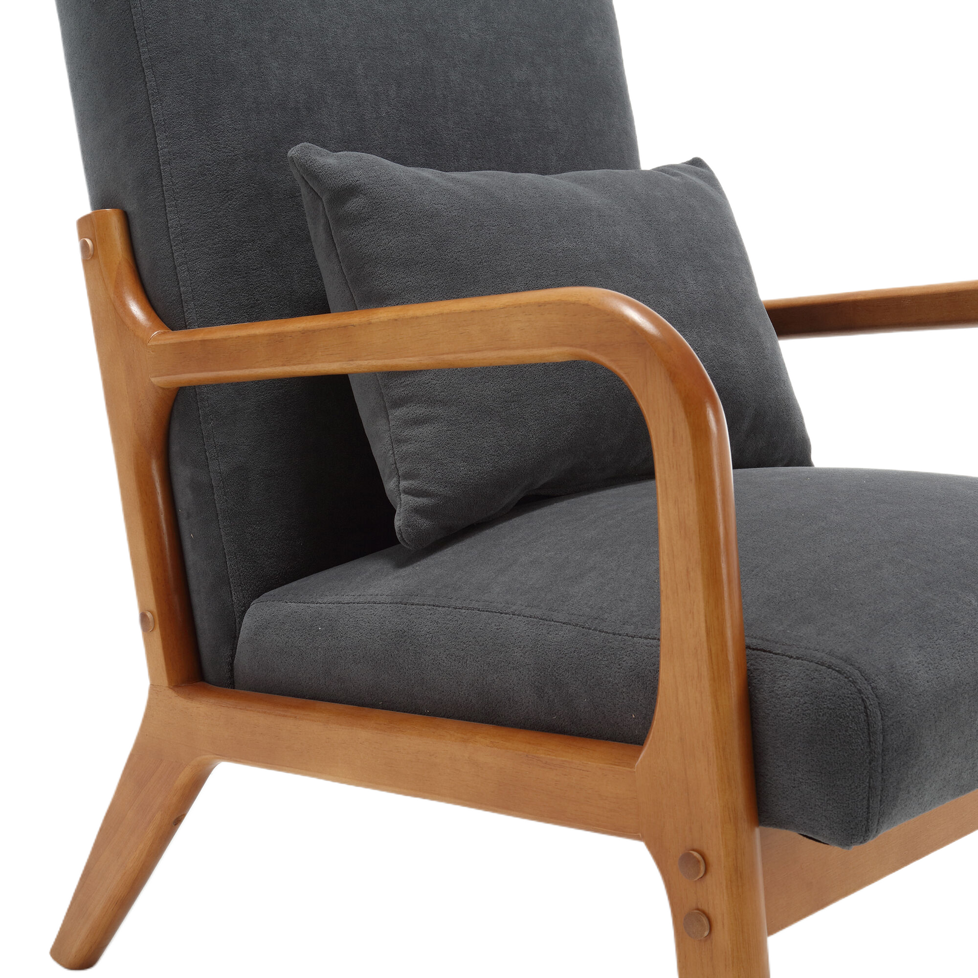 Coolmore Modern Accent Chair, Solid Wood Padding Lounge Armchairs With One Pillow For Living Room, Bedroom, Guest Room Gray Gray Primary Living Space Foam Velvet