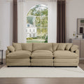 Oversized Modular Cushion Sofa, Portable Ottoman, L Shaped Corner Low Back Deep Seating Spacious Sofa Setfor Home Apartment Living Room Set, Tan Corduroy Tan Corduroy 3 Seat