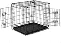 Folding Metal Wire Dog Crate, 30 Inch Durable, Foldable, Collapsible Double Door Dog Crate With Removable Leak Proof Pan, Portable Dogs Crate With Divider, Black Black Iron