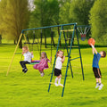 Indoor Outdoor Metal Swing Set With Safety Belt For Backyard Multicolor Steel