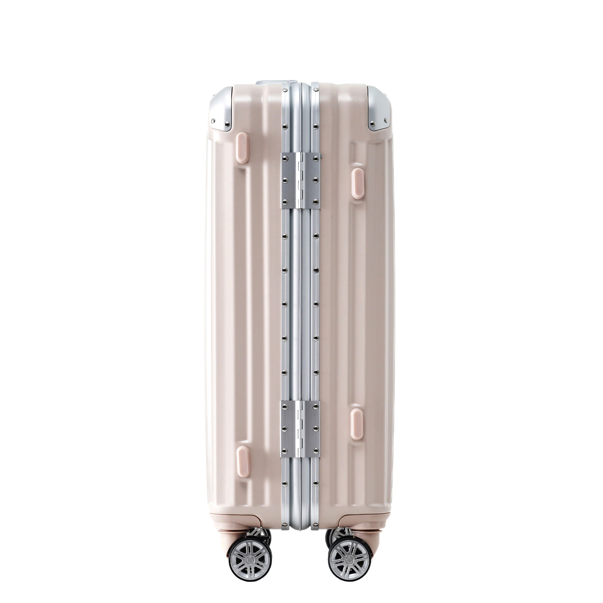 1Pc 20In Aluminum Frame Luggage With Usb Port, Vacation Carry On Suitcase With Spinner Wheels And Tsa Lock, Travel Trolley Case For Short Business Trips, Beach Holidays, Pink Pink Abs Pc