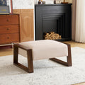 Sleek And Stylish Ottoman, Beige Beige Polyester,Wood