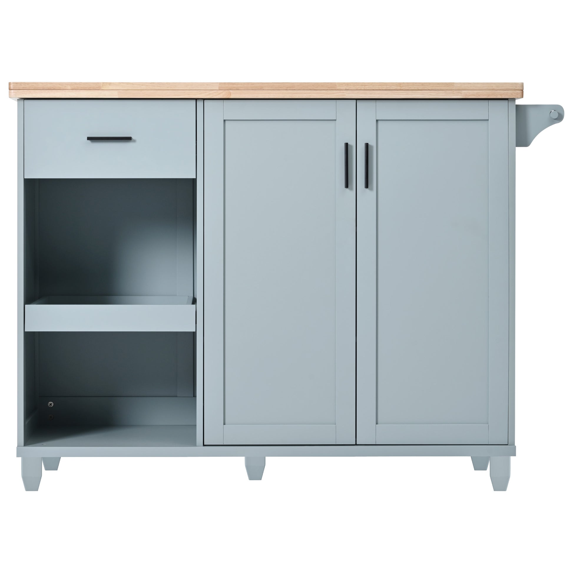 K&K Kitchen Island With Foldable Counter Top, Kitchen Storage Cart With Slide Out Shelf, Towel Rack And Drawer, Rolling Kitchen Cart On Wheels, For Kitchen, Living Room, Dining Room, Grey Blue Grey Blue Brown Kitchen Classic,Farmhouse,Luxury,Modern