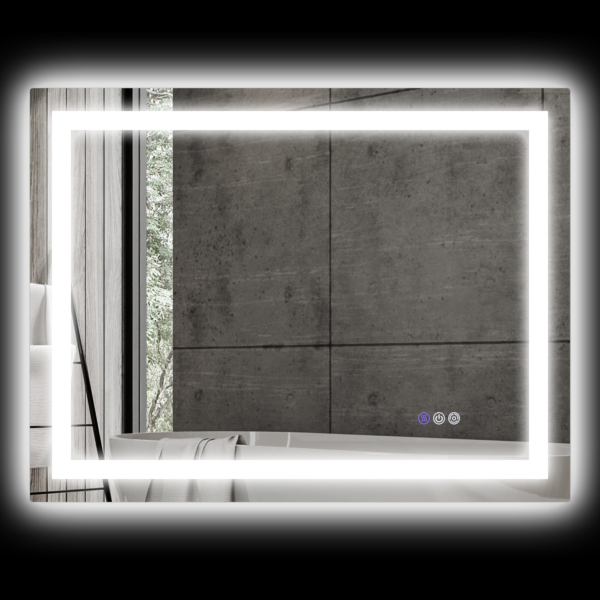 Homcom Led Bathroom Mirror With Lights, 35" X 28" Backlit Front Lit Led Mirror For Bathroom, Anti Fog, Memory, Infinite Color Temperature, Wall Mounted Dimmable Vanity Mirror, Horizontal Vertical Clear Glass