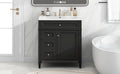 30'' Bathroom Vanity With Top Sink, Modern Bathroom Storage Cabinet With 2 Drawers And A Tip Out Drawer, Single Sink Bathroom Vanity Black Bathroom Solid Wood Mdf