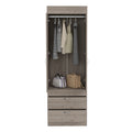 Lisboa Armoire, Rod, Double Door, Two Drawers, Metal Handles Light Gray Light Gray Particle Board