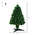 Homcom 2.5Ft Tall Pre Lit Douglas Fir Tabletop Artificial Christmas Tree With Realistic Branches, Fiber Optic Led Lights And 85 Tips, Green Green Plastic