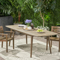 Outdoor Acacia Wood Expandable Dining Table, Gray Grey Acacia Wood