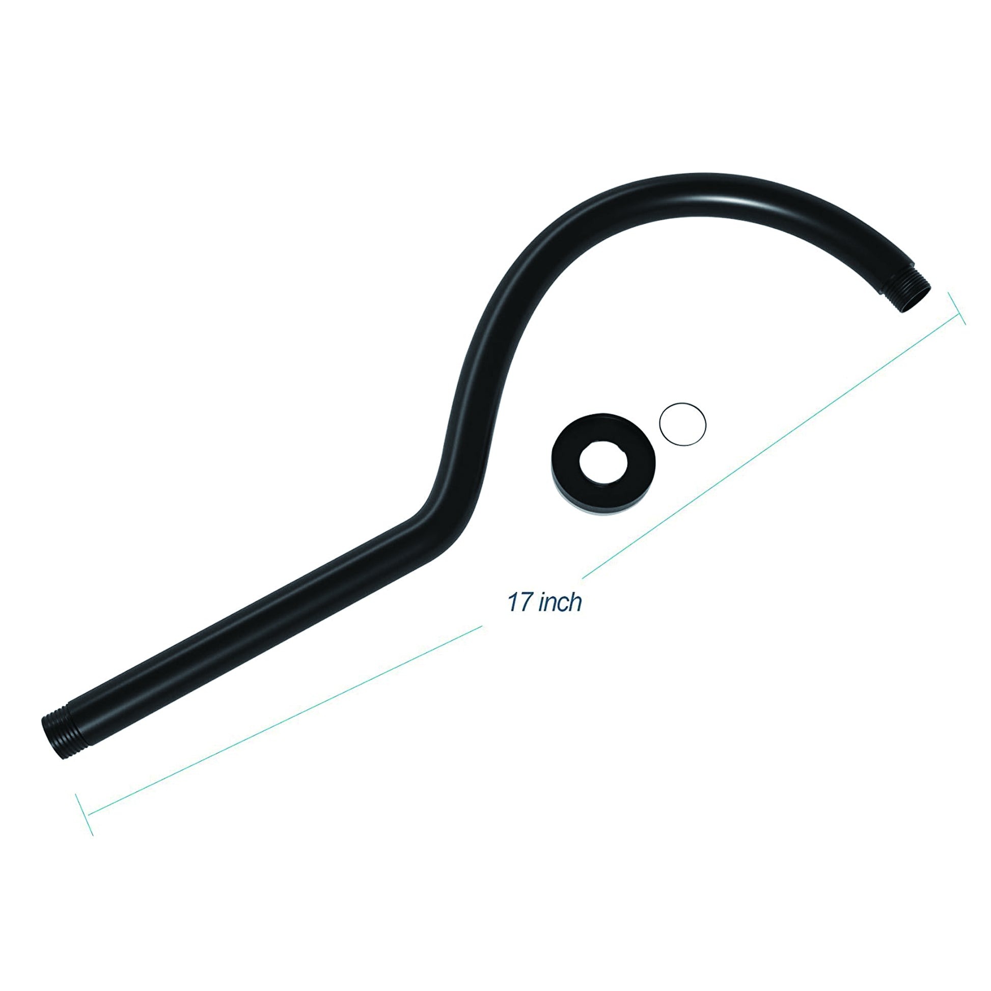 17" Shower Arm With Flange, Matte Black Matte Black Stainless Steel