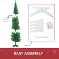 Homcom 7' Artificial Pencil Christmas Tree, Slim Xmas Tree With 499 Realistic Branch Tips And Plastic Stand, Light Green Light Green Plastic