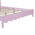 Full Size Wood Platform Bed Frame, Retro Style Bed With Rectangular Headboard,No Need Box Spring,Pink Full Pink Wood