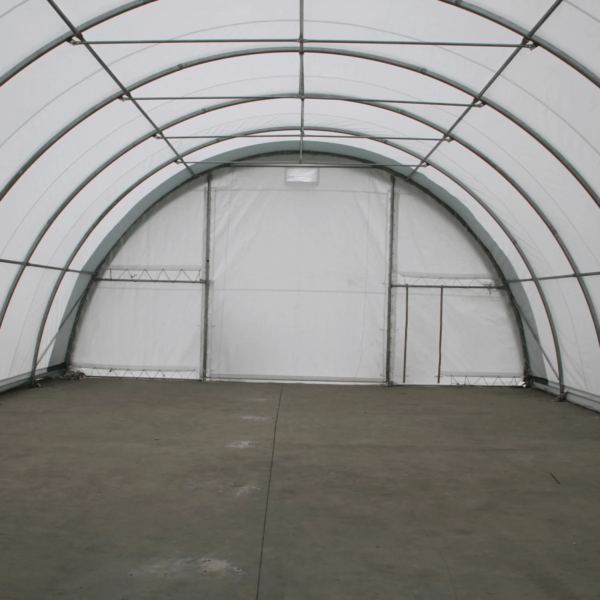 Single Truss Arch Storage Shelter W30'Xl65'Xh15' 11Oz Pe White Green Steel